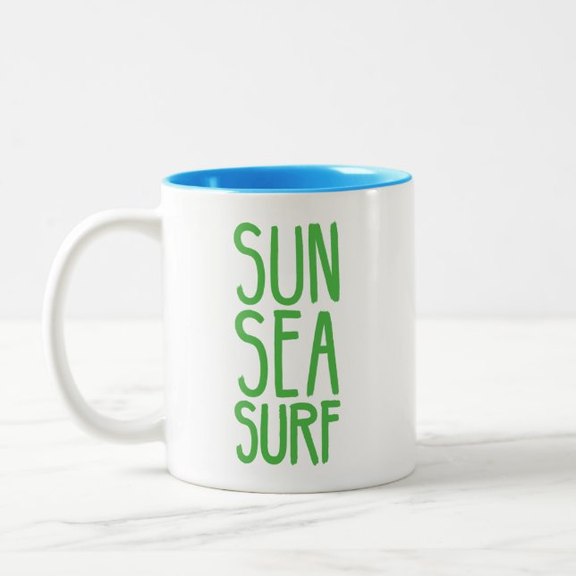 Caneca De Café Em Dois Tons Sol, Mar E Surf VERDE (Esquerda)