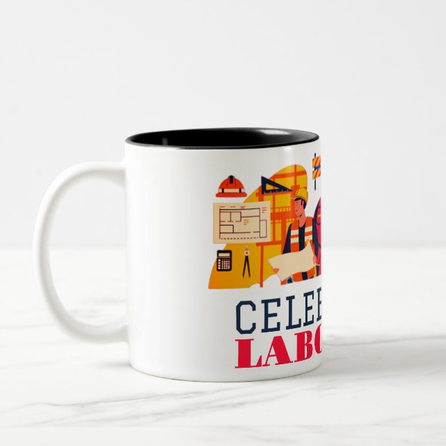 Caneca De Café Em Dois Tons Solidariedade Trabalhadora Unity Labour Day com ba (Esquerda)