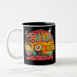 Caneca De Café Em Dois Tons Solteiro Mama Beach Summer Vacage Retro Vintage