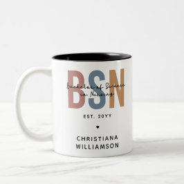 Caneca De Café Em Dois Tons Solteiro Personalizado de Ciência BSN na Enfermage