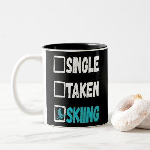 Caneca De Café Em Dois Tons Solteiro Taking Skiier Winter Snow Sports