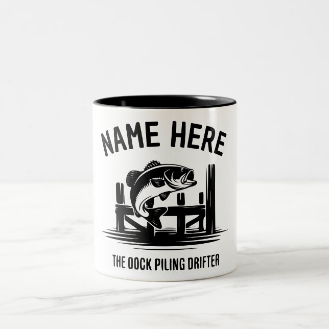 Caneca De Café Em Dois Tons Sombra da Doca Personalizada Nome Bass (Centro)