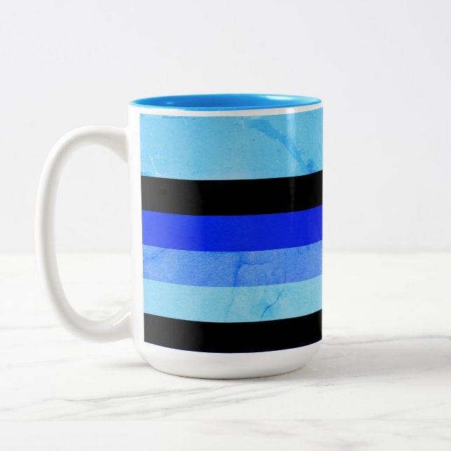 Caneca De Café Em Dois Tons Sombras das faixas azuis com preto (Esquerda)
