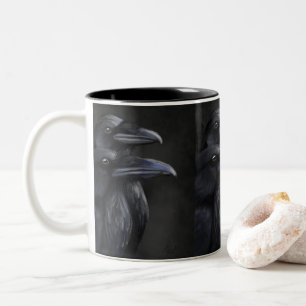 Caneca De Café Em Dois Tons Sombras de Raven: Duo Místico no Noir