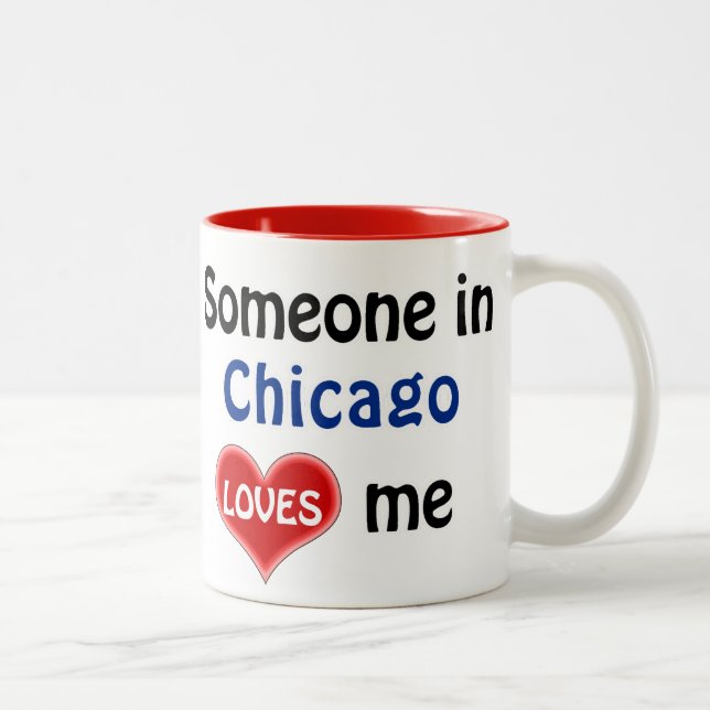 Caneca De Café Em Dois Tons Someone in Chicago loves me (Direita)