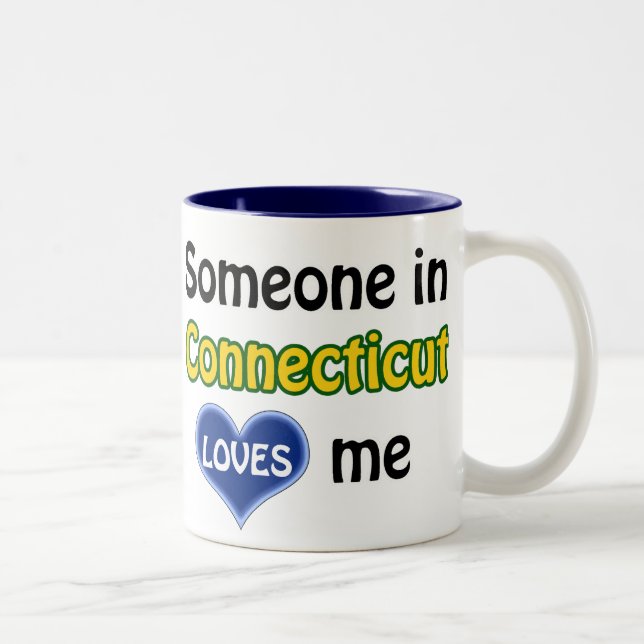 Caneca De Café Em Dois Tons Someone in Connecticut loves me (Direita)