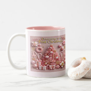 Caneca De Café Em Dois Tons Sonhando com um Natal Rosa