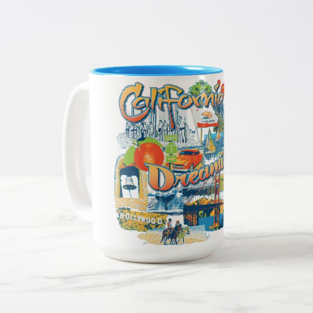 Caneca De Café Em Dois Tons Sonhando na Califórnia (Frente Esquerda)