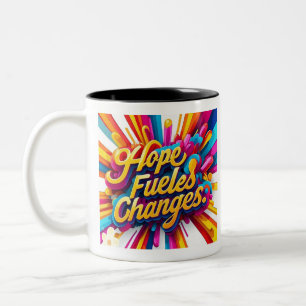 Caneca De Café Em Dois Tons "Sonhe, acredite, alcance"