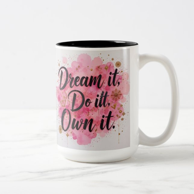 Caneca De Café Em Dois Tons Sonhe. Faça. Próprio" (Direita)