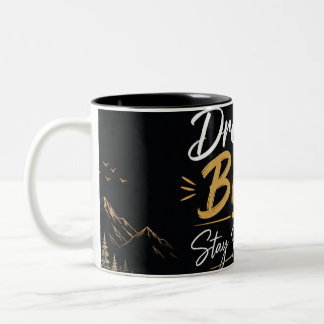 Caneca De Café Em Dois Tons Sonhe Grande Permaneça Humilde Motivacional Preto