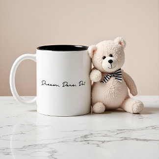 Caneca De Café Em Dois Tons Sonhe, Ouse, Faça! Citação Inspirativa