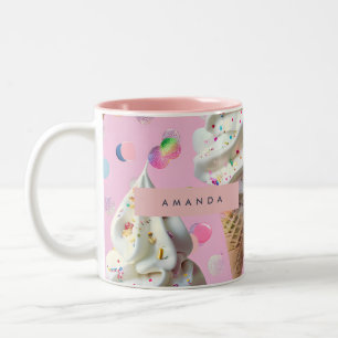 Caneca De Café Em Dois Tons Sonho Personalizado de Sorvete Pastel Caprichoso