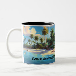 Caneca De Café Em Dois Tons Sonhos da Ilha - A Coleção de Amigos de Caribe