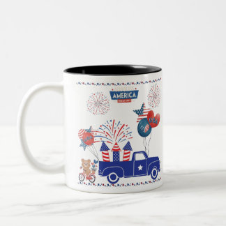 Caneca De Café Em Dois Tons Sonhos de Fogos de Liberdade branco