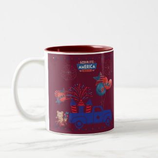 Caneca De Café Em Dois Tons Sonhos de Fogos de Liberdade grená