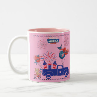 Caneca De Café Em Dois Tons Sonhos de Fogos de Liberdade rosa claro