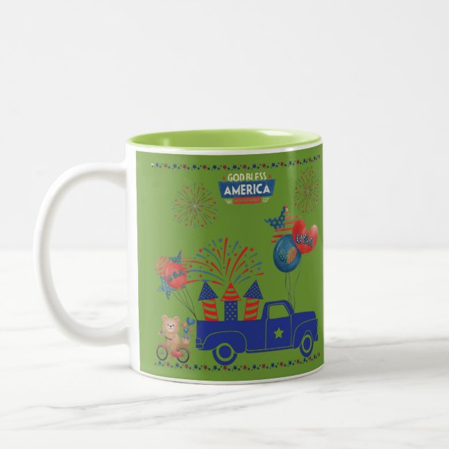 Caneca De Café Em Dois Tons Sonhos de Fogos de Liberdade verde (Esquerda)