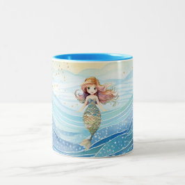 Caneca De Café Em Dois Tons Sonhos de Sereia para Meninas