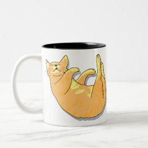 Caneca De Café Em Dois Tons Sono gato alaranjado e amarelo