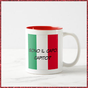 Caneca De Café Em Dois Tons Sono il capo - Sou o Boss Mug (em italiano)