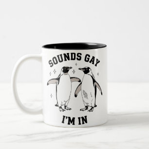 Caneca De Café Em Dois Tons Sons De Pinguim Gay Soam Gays Estou Na Roupa Vinta