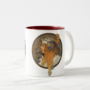Caneca De Café Em Dois Tons Sophia by Alphonse Mucha