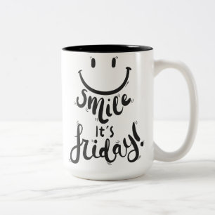 Caneca De Café Em Dois Tons Sorria sua sexta feliz