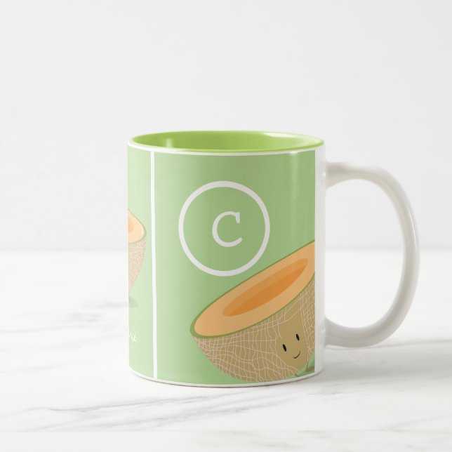Caneca De Café Em Dois Tons Sorriso Cantaloupe Monograma Melon Comida (Direita)