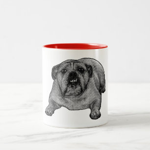Caneca De Café Em Dois Tons Sorriso de bulldog com pontos de neve