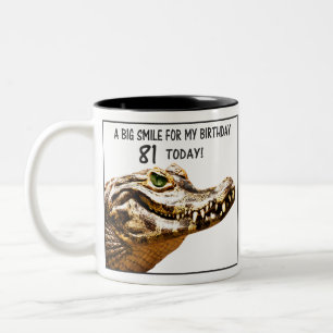 Caneca De Café Em Dois Tons Sorriso de jacaré de aniversário de 81ruas