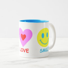 Caneca De Café Em Dois Tons Sorriso de Paz e Amor