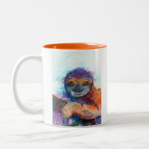 Caneca De Café Em Dois Tons Sorriso lento - aquarela