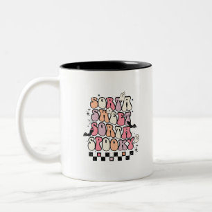 Caneca De Café Em Dois Tons Sorta Doce Sorta Spooky-Halloween-Retro Groovy