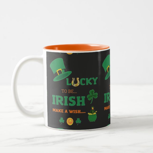 Caneca De Café Em Dois Tons Sortudo irlandês faz um desejo (Esquerda)