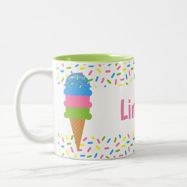 Caneca De Café Em Dois Tons Sorvete Cone Personalizado Mug (Esquerda)