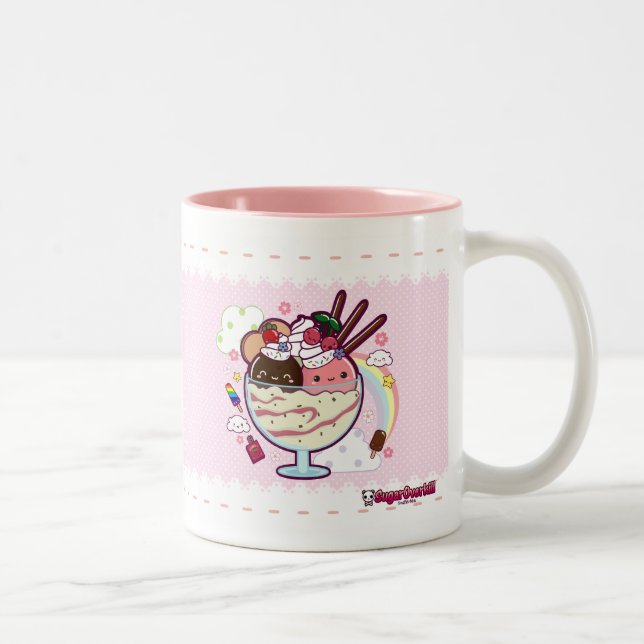 Caneca De Café Em Dois Tons Sorvete de Kawaii (Direita)