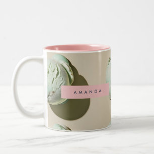 Caneca De Café Em Dois Tons Sorvete Personalizado de Hortelã com Pedacinhos de