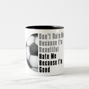 Caneca De Café Em Dois Tons Sou Bonita, Sou Boa Bola De Futebol