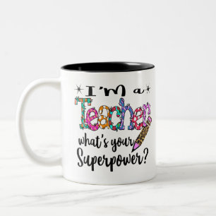 Caneca De Café Em Dois Tons Sou Professora O que é a sua super-potência Escola