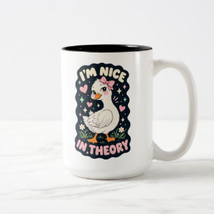 Caneca De Café Em Dois Tons Sou simpático na teoria humor de ganso