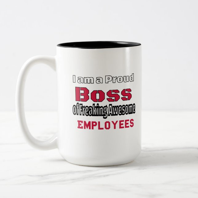 Caneca De Café Em Dois Tons Sou um Chefe Orgulhoso de Empregados Admiráveis (Esquerda)