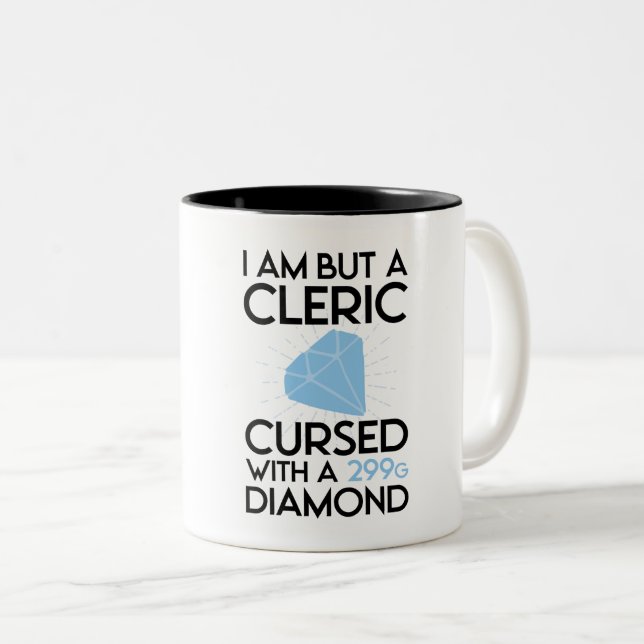 Caneca De Café Em Dois Tons Sou um clérigo amaldiçoado com um Diamante 299g (Frente Esquerda)