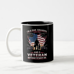 Caneca De Café Em Dois Tons Sou um pai, avô e veterano do Dia dos Pais Veteran