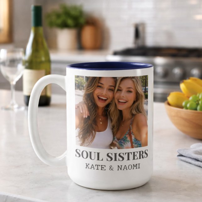 Caneca De Café Em Dois Tons Soul Sisters Best Friends BFF Personalized (Criador carregado)