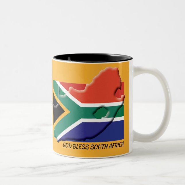 Caneca De Café Em Dois Tons SOUTH AFRICA FLAG MP Personalizado Scripting AMARE (Direita)