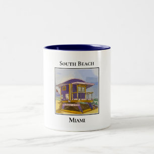 Caneca De Café Em Dois Tons South Beach Miami Florida Lifeguard Tower