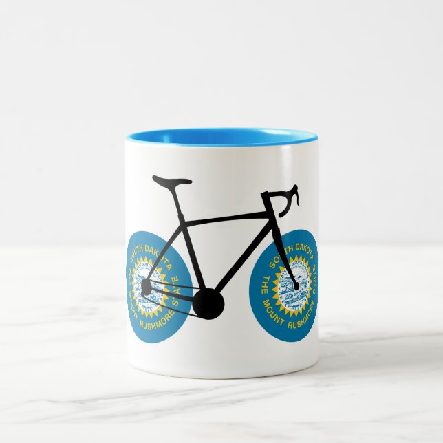 Caneca De Café Em Dois Tons South Dakota Flag Cycling (Centro)