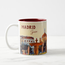 Caneca De Café Em Dois Tons Souvenir paisagem da Espanha de Madrid