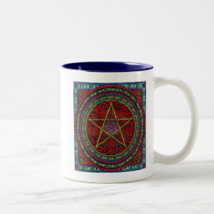 Caneca De Café Em Dois Tons spellcraft celta do pentagram 01